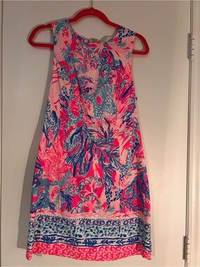 Lilly Pulitzer Coral, Pink & Blue Floral Sleeveless Midi Dress